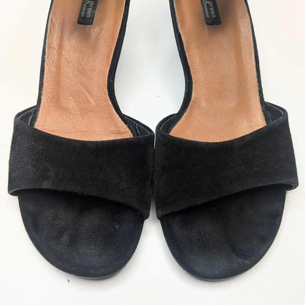 Paul Green Black Suede Sandals Heeled Ankle Strap US Size 9 / UK Size 6.5